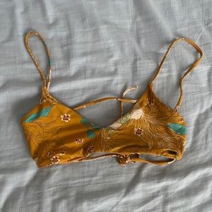 o’neill tangerine and cyan color floral bikini top